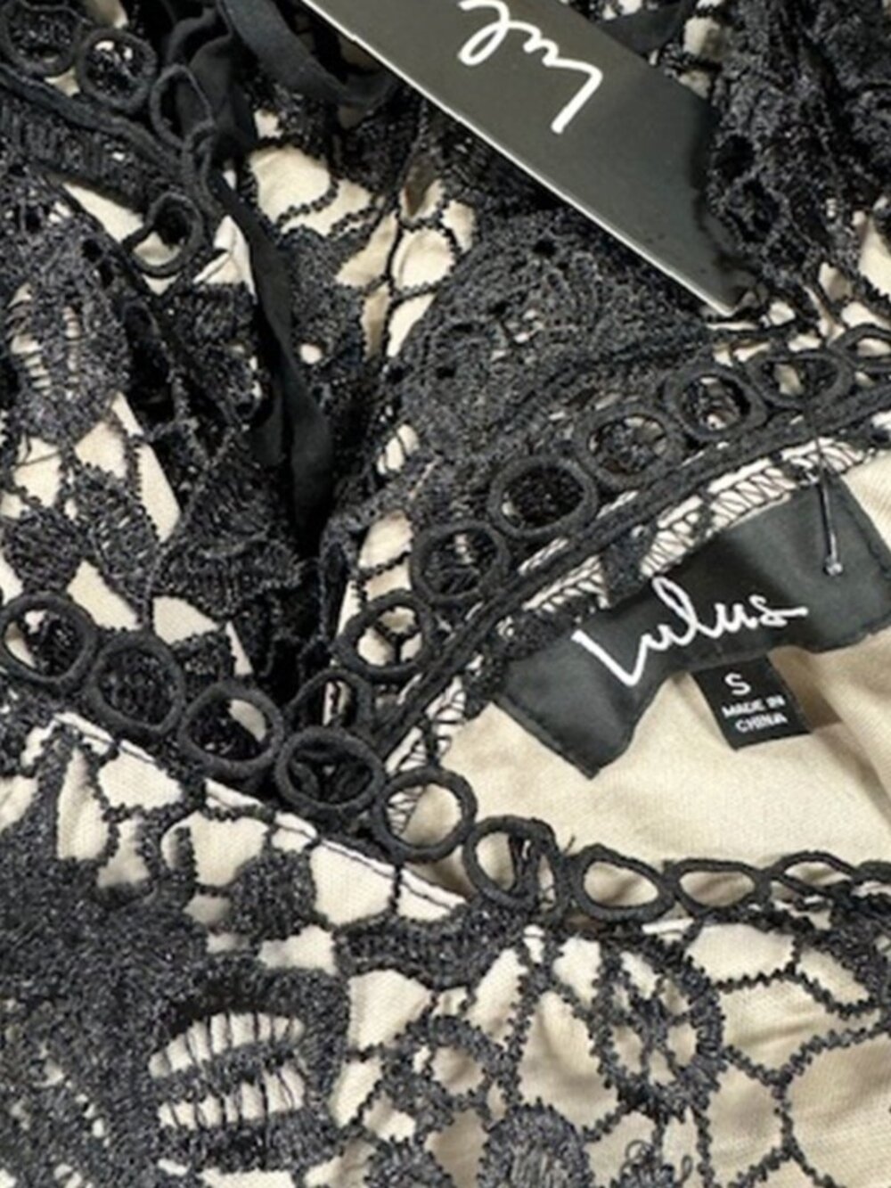 NWT Lulus Let Me Mesmerize You Black Crochet Lace Puff Sleeve Romper (size S) - Picture 9 of 11